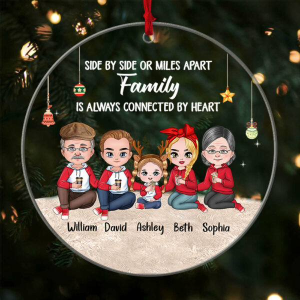 Personalized Side By Side Or My Apart Family Is Always Connected By Heart Christmas Ornament Bg1 - Image 4