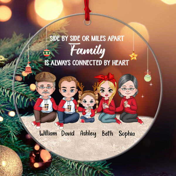 Personalized Side By Side Or My Apart Family Is Always Connected By Heart Christmas Ornament Bg1 - Image 3