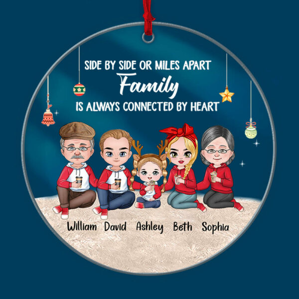 Personalized Side By Side Or My Apart Family Is Always Connected By Heart Christmas Ornament Bg1 - Image 5