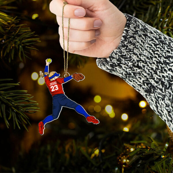 Personalized Softball Christmas Ornament, Custom Softball Girl Ornament, Softball Player Ornament, Softball Player Gifts - Image 6