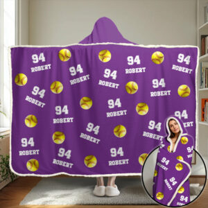 Personalized Softball Wearable Blanket Hoodie For Sport Lovers, Sport Players