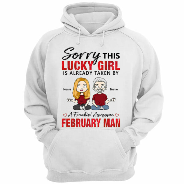 Personalized Sorry This Lucky Girl Is Already Taken By A Freakin' Awesome Man Shirt Funny Wife And Husband Shirt - Image 3