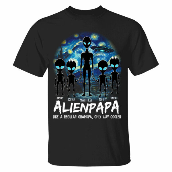 Personalized Starry Night Alien Dad Like A Regular Dad Only Way Cooler Shirt - Image 2