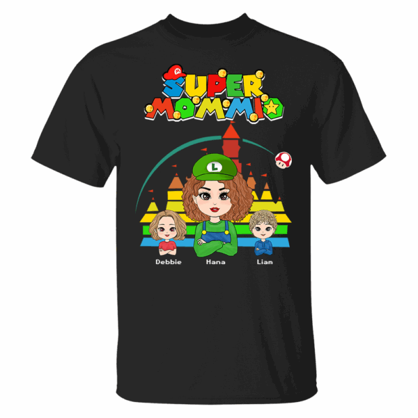 Personalized Super Mommio Shirt, Super Mario Family Custom Shirts, Mother's Day Shirt, Gamer Mommy Shirt - Image 2
