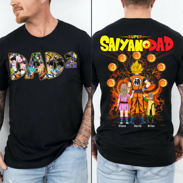 Personalized Super Saiyan Dad Shirt, Father's Day Shirt Tu24 - Image 6
