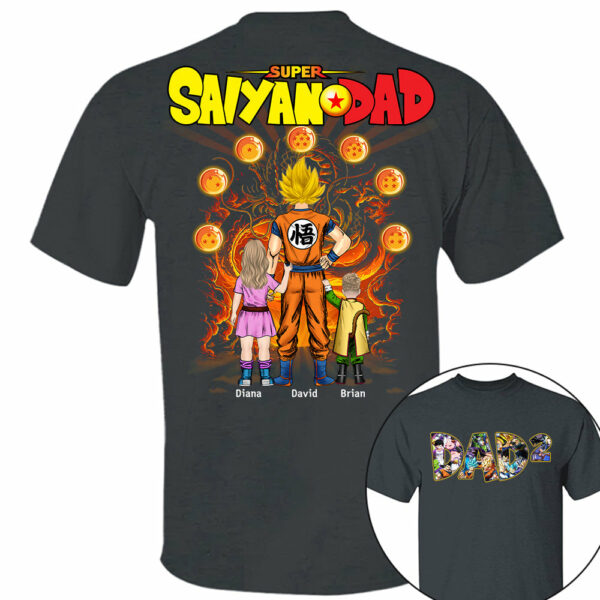 Personalized Super Saiyan Dad Shirt, Father's Day Shirt Tu24 - Image 9