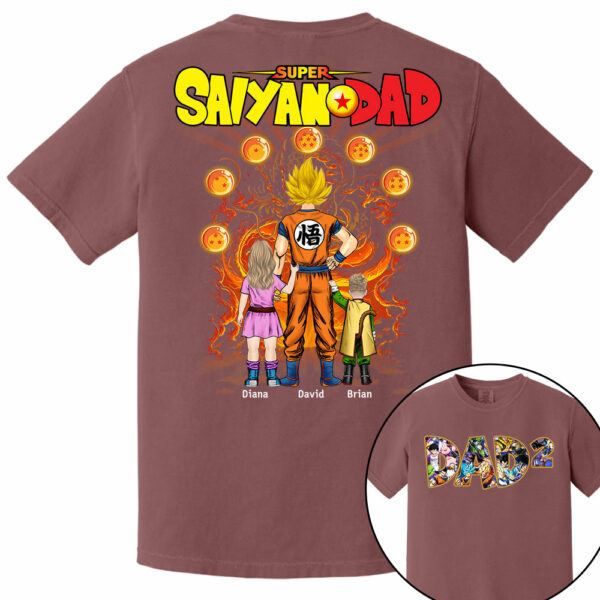 Personalized Super Saiyan Dad Shirt, Father's Day Shirt Tu24 - Image 15