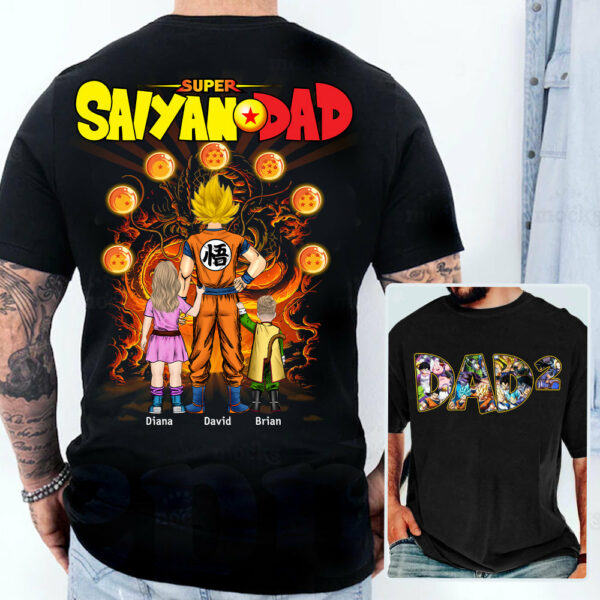 Personalized Super Saiyan Dad Shirt, Father's Day Shirt Tu24 - Image 2