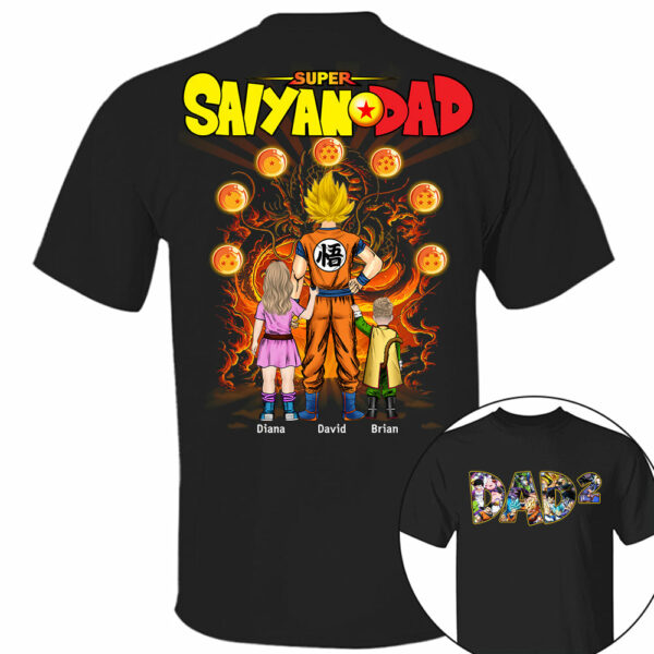 Personalized Super Saiyan Dad Shirt, Father's Day Shirt Tu24 - Image 8