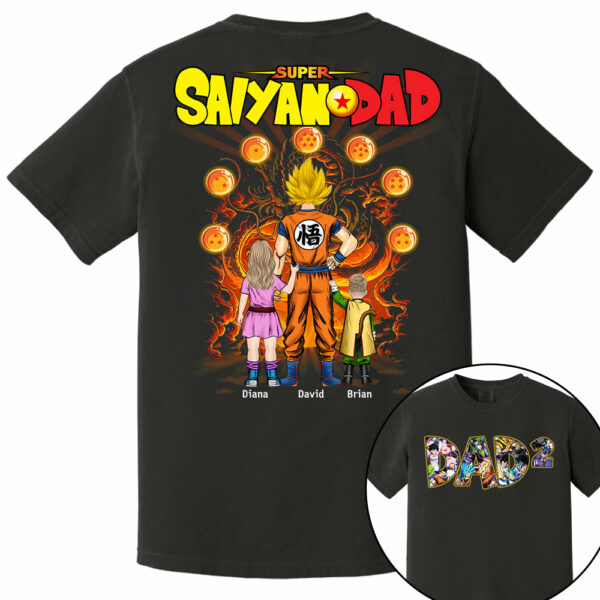 Personalized Super Saiyan Dad Shirt, Father's Day Shirt Tu24 - Image 13