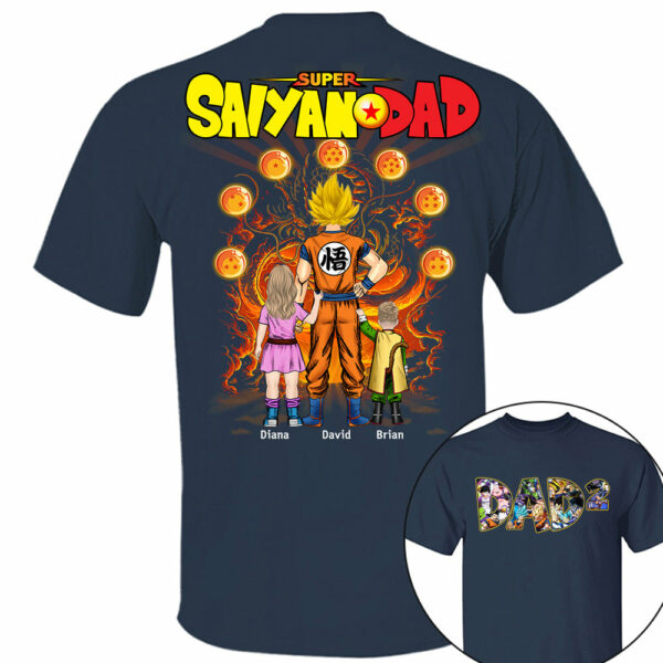 Personalized Super Saiyan Dad Shirt, Father's Day Shirt Tu24 - Image 10