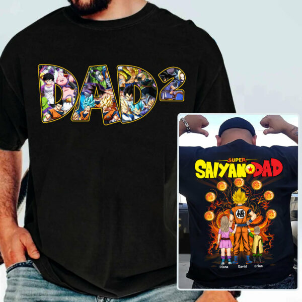 Personalized Super Saiyan Dad Shirt, Father's Day Shirt Tu24 - Image 3