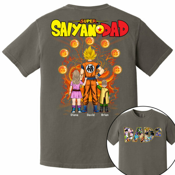 Personalized Super Saiyan Dad Shirt, Father's Day Shirt Tu24 - Image 14