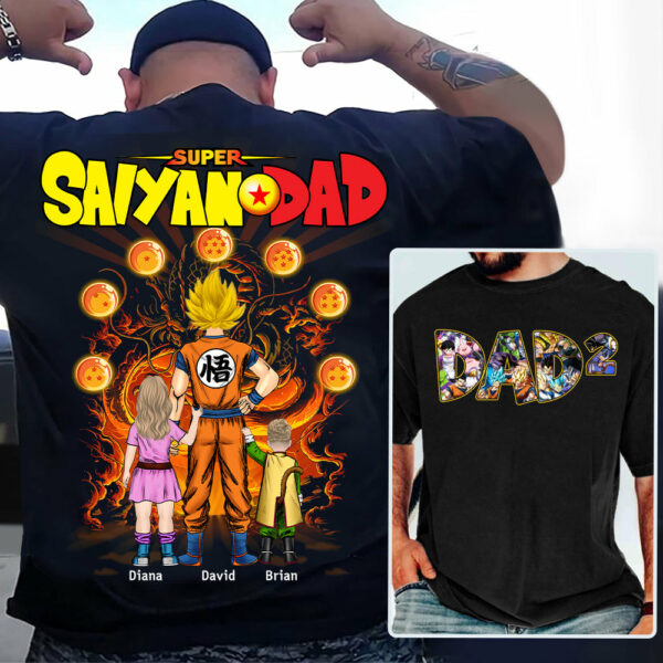 Personalized Super Saiyan Dad Shirt, Father's Day Shirt Tu24 - Image 5