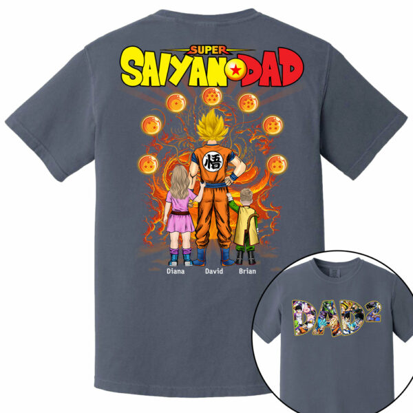 Personalized Super Saiyan Dad Shirt, Father's Day Shirt Tu24 - Image 18