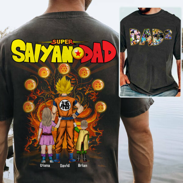 Personalized Super Saiyan Dad Shirt, Father's Day Shirt Tu24 - Image 4