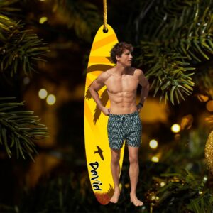 Personalized Surfing Ornament, Surfing, Beach Ornament, Ocean Ornament - Personalized Acrylic Ornament Surfing Gifts