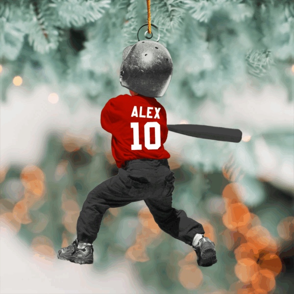 Personalized T-Ball Acrylic Christmas Ornament, Custom Tee-Ball Ornament For Kid - Image 9
