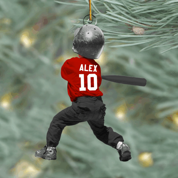 Personalized T-Ball Acrylic Christmas Ornament, Custom Tee-Ball Ornament For Kid - Image 10