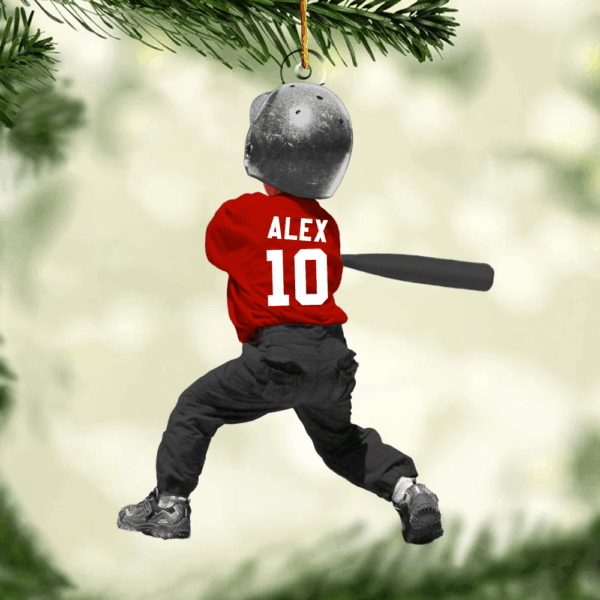 Personalized T-Ball Acrylic Christmas Ornament, Custom Tee-Ball Ornament For Kid - Image 4