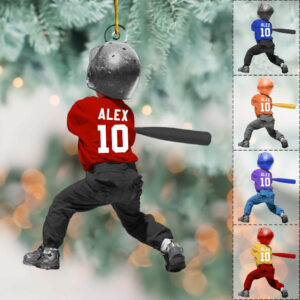 Personalized T-Ball Acrylic Christmas Ornament, Custom Tee-Ball Ornament For Kid