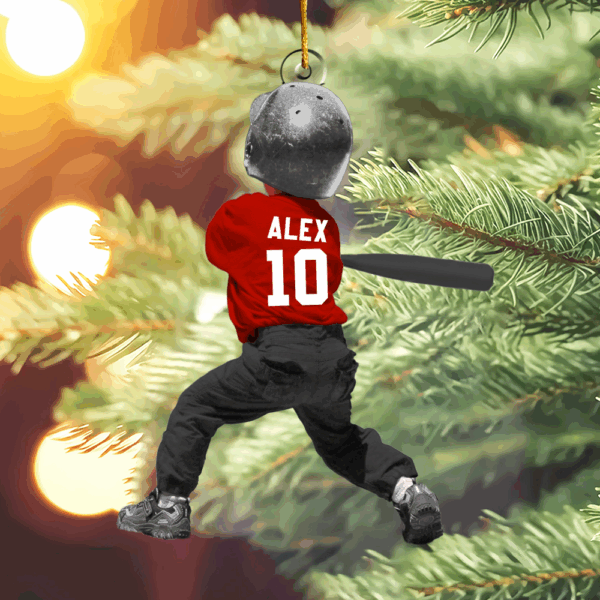 Personalized T-Ball Acrylic Christmas Ornament, Custom Tee-Ball Ornament For Kid - Image 6