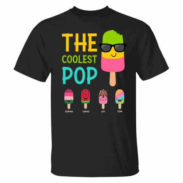 Personalized The Coolest Pop Shirt, Funny Ice Cream Papa And Kid Shirt - Image 2