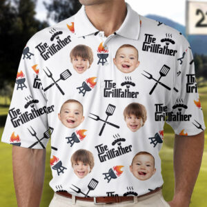 Personalized The Grill Father Polo Shirt with Face, Father's Day Gift