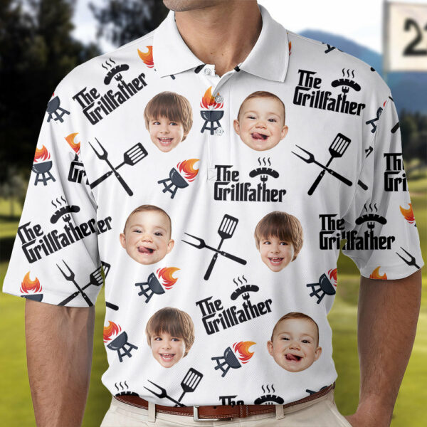 Personalized The Grill Father Polo Shirt with Face, Father's Day Gift