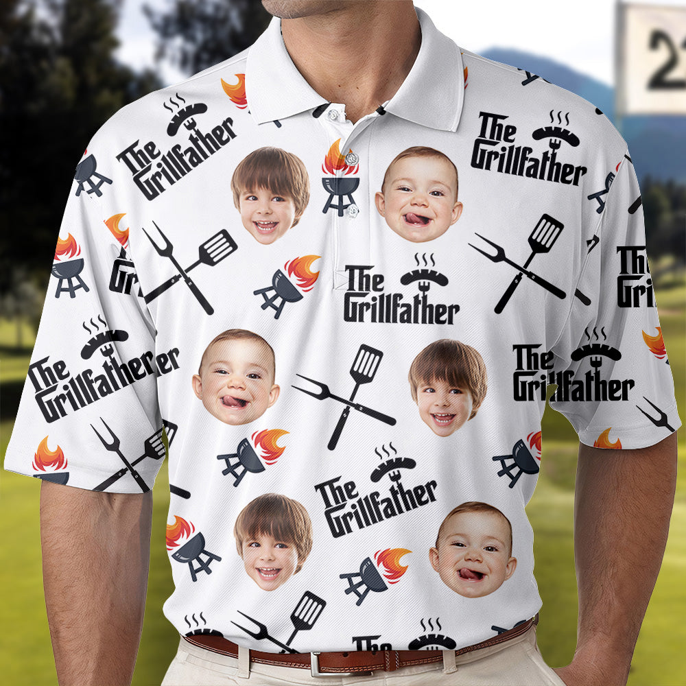 Personalized The Grill Father Polo Shirt with Face, Father's Day Gift