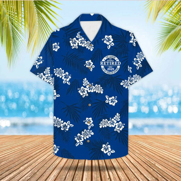 Personalized The Legend Has Retired, Not My Problem Any More, Blue Hibiscus Hawaiian Shirt For Grandpa - Image 4