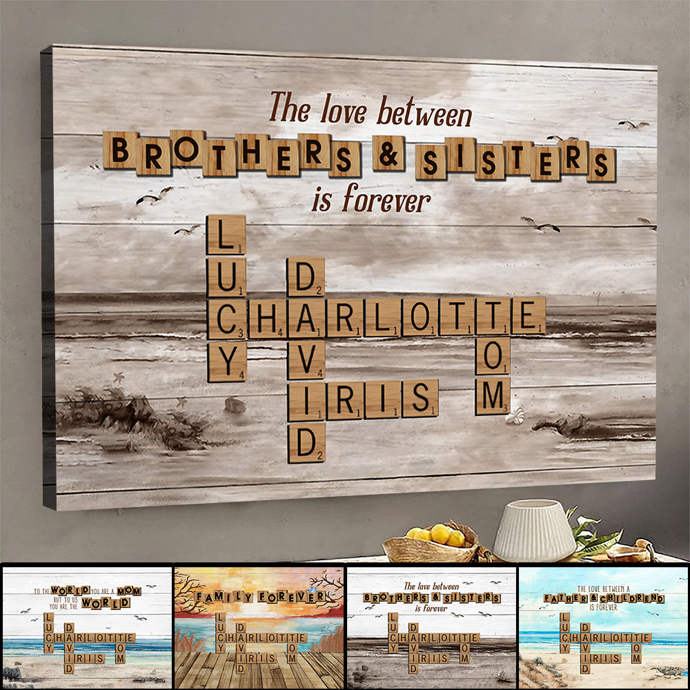 Personalized The Love Between Brothers Sisters Crossword Puzzle Canvas - Perfect Custom Gift for Siblings