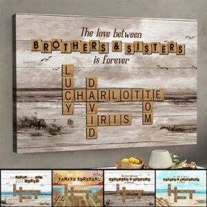Personalized The Love Between Brothers Sisters Crossword Puzzle Canvas - Perfect Custom Gift for Siblings