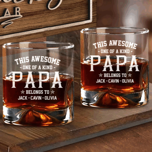 Personalized This Awesome One Of A Kind Papa, Custom Nickname Whiskey Glasses - Image 4