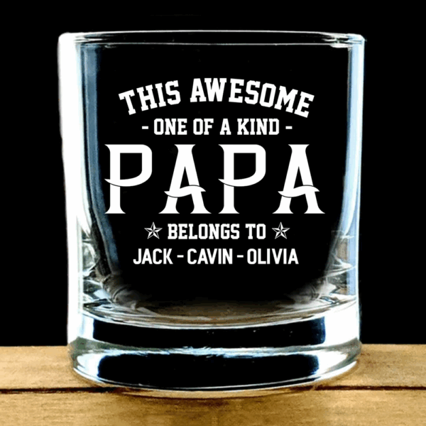 Personalized This Awesome One Of A Kind Papa, Custom Nickname Whiskey Glasses - Image 3