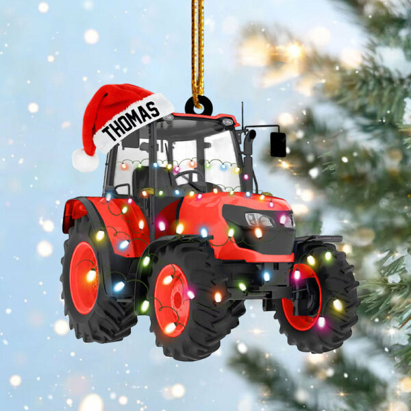 Personalized Tractor Christmas Ornament, Tractor Flat Ornament, Custom Name Tractor Ornament For Tractor Driver - HH0511 - Image 2