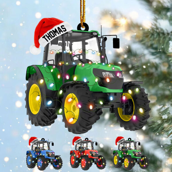 Personalized Tractor Christmas Ornament, Tractor Flat Ornament, Custom Name Tractor Ornament For Tractor Driver - HH0511