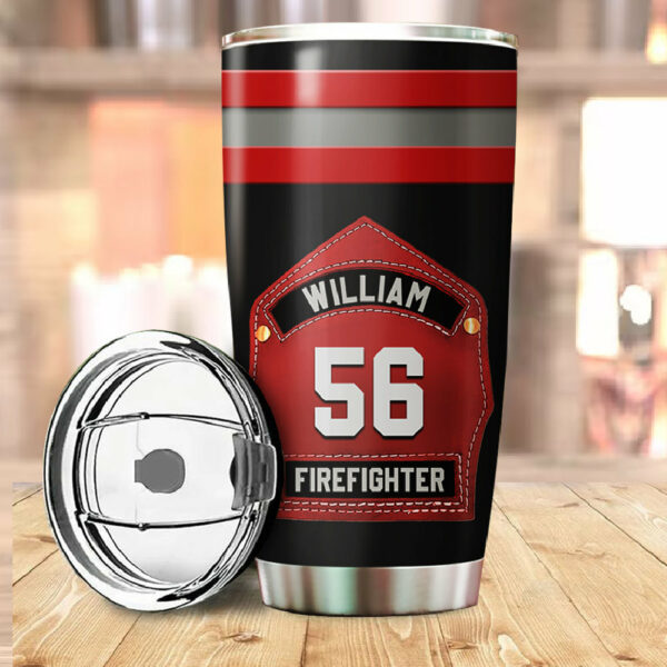 Personalized Tumbler Gift For Firefighter Helmet Shields And Fronts Add A Touch Of Personalization K1702 - Image 3