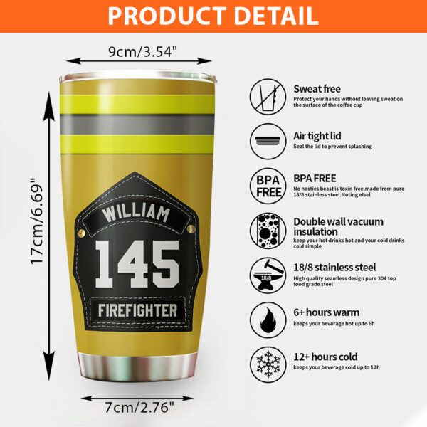 Personalized Tumbler Gift For Firefighter Helmet Shields And Fronts Add A Touch Of Personalization K1702 - Image 5