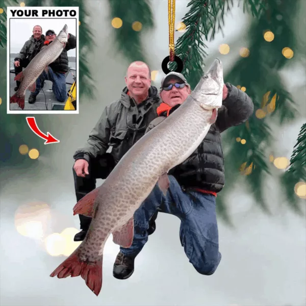 Personalized Upload Photo Ornament Gift For Fishing Lovers - Custom Upload Photo Fisherman - Image 3