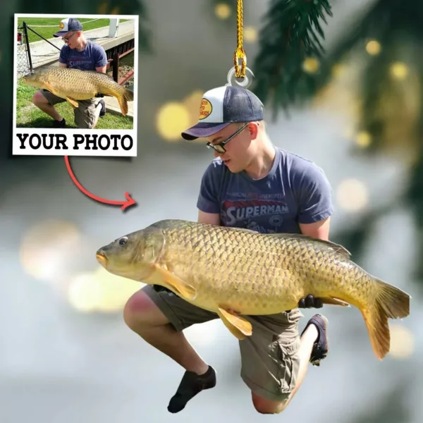 Personalized Upload Photo Ornament Gift For Fishing Lovers - Custom Upload Photo Fisherman - Image 5