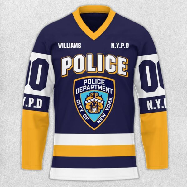 Personalized US Police Hockey Jersey Custom Dept Name Number Thin Blue Line Flag H2511 - Image 3
