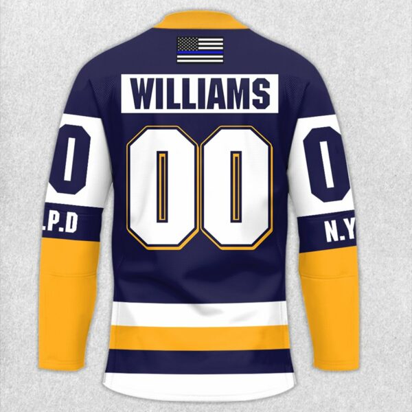 Personalized US Police Hockey Jersey Custom Dept Name Number Thin Blue Line Flag H2511 - Image 4