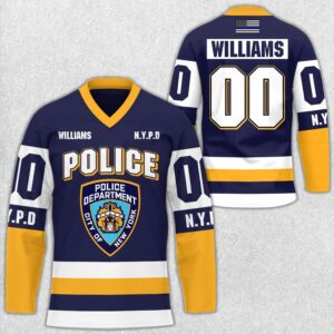 Personalized US Police Hockey Jersey Custom Dept Name Number Thin Blue Line Flag H2511