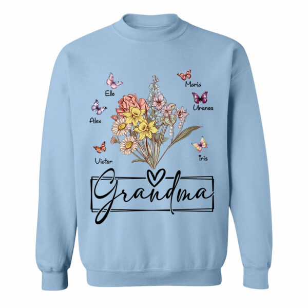 Personalized Wildflower Grandma And Butterfly Kids Shirt - Mother's Day Gift - Image 12