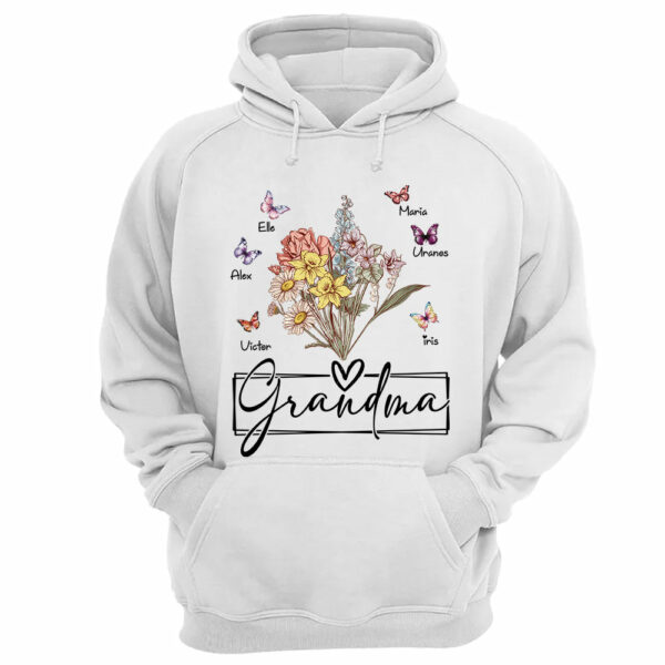 Personalized Wildflower Grandma And Butterfly Kids Shirt - Mother's Day Gift - Image 4