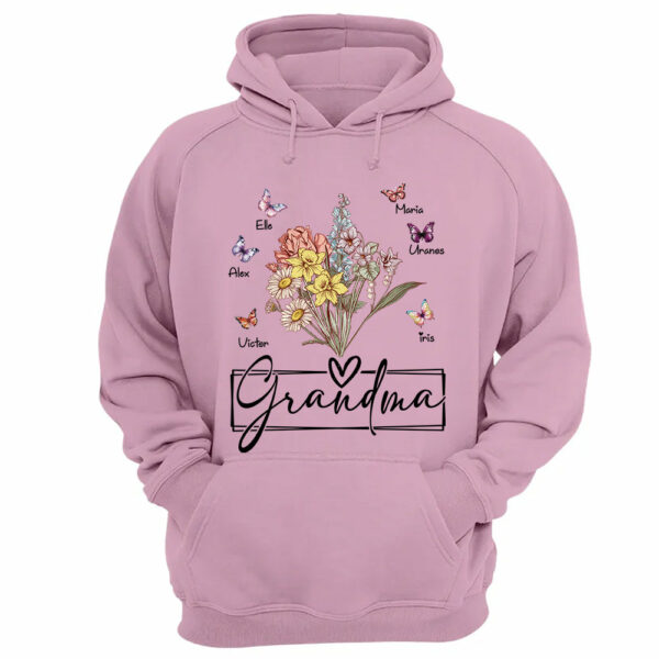 Personalized Wildflower Grandma And Butterfly Kids Shirt - Mother's Day Gift - Image 7