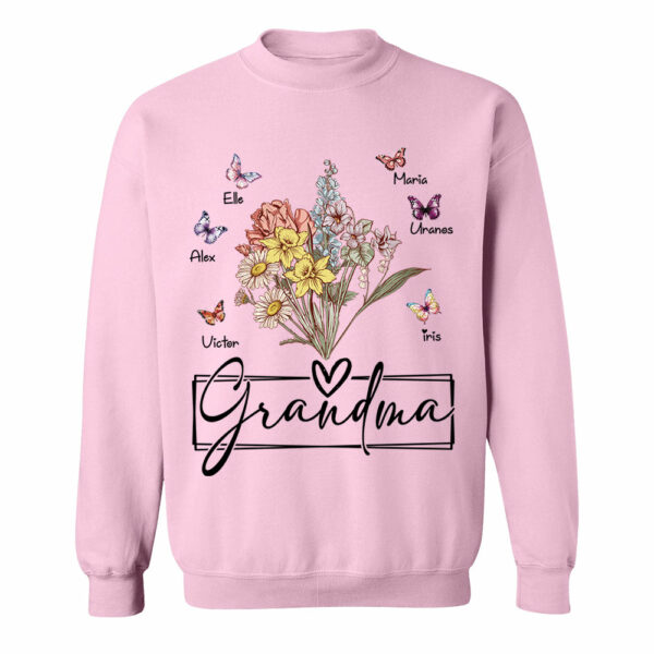 Personalized Wildflower Grandma And Butterfly Kids Shirt - Mother's Day Gift - Image 6