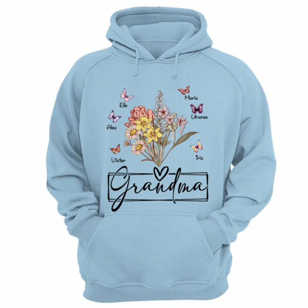 Personalized Wildflower Grandma And Butterfly Kids Shirt - Mother's Day Gift - Image 13