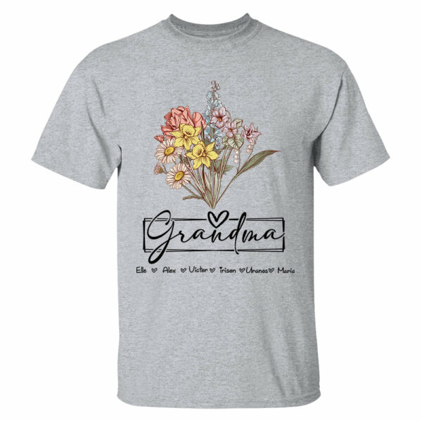 Personalized Wildflower Grandma And Kids Name Shirt - Mother's Day Gift - Image 5